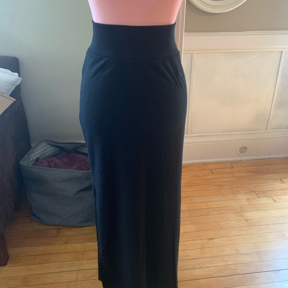 Full-length black maxi skirt